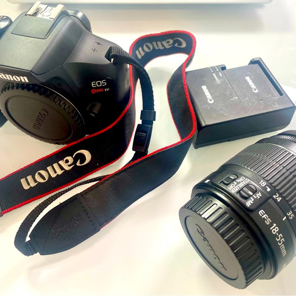 Canon EOS Rebel T6 DSLR Video Camera with 18-55mm Lens - Black